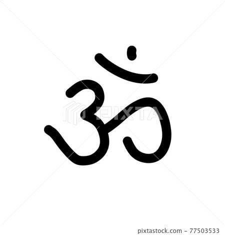 om sign doodle icon, vector color illustration 77503533