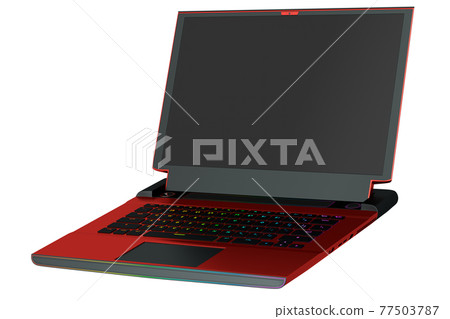 3d rendering of modern gaming colorful laptop on white background 77503787