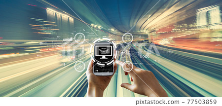 E-learning concept with high speed motion blur 77503859