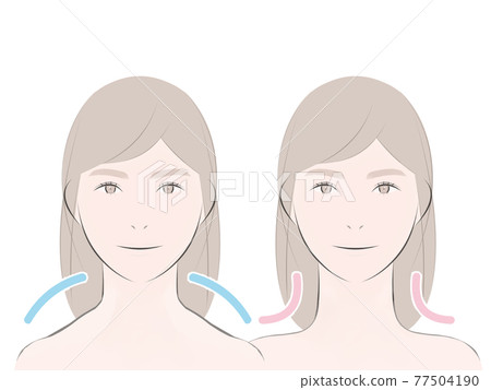 Women with round shoulders and women with clean shoulders 77504190
