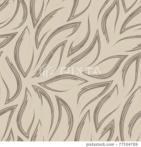 Beige vector seamless pattern of flowing corners and lines. Stock texture of lines drawn with paint in pastel colors. 77504789
