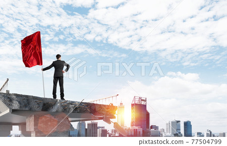 Man with flag presenting leadership concept. Man with flag presenting leadership concept. 77504799