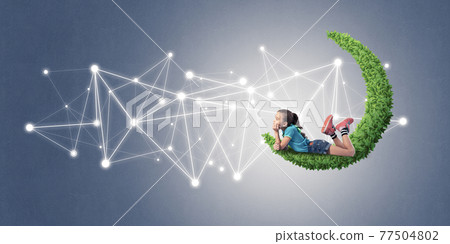 Idea of children Internet communication or online playing and pa Idea of children Internet communication or online playing and pa 77504802