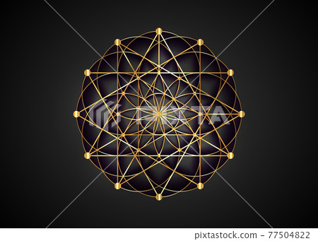 Flower of Life symbol golden Sacred Geometry. Logo icon Geometric mystic mandala of alchemy esoteric Seed of life. Vector gold luxury divine meditative amulet isolated on black background Flower of Life symbol golden Sacred Geometry. Logo icon Geometric mystic mandala of alchemy esoteric Seed of life. Vector gold luxury divine meditative amulet isolated on black background 77504822