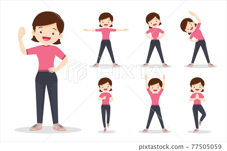 bundle set of woman on exercise various actions bundle set of woman on exercise various actions 77505059