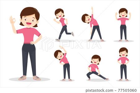 bundle set of smart woman on exercise various actions bundle set of smart woman on exercise various actions 77505060