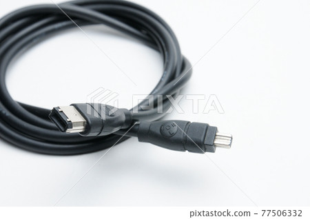 Cable with 1394 and iLink plugs on white background 77506332