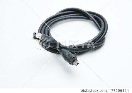 Cable with 1394 and iLink plugs on white background 77506334