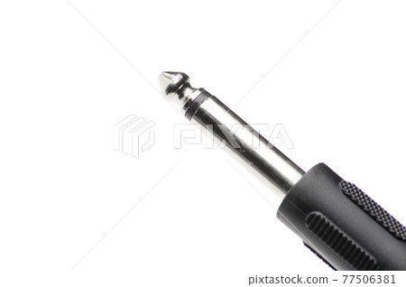 Audio cable with XLR and TRS jack connectors for microphones and professional audio equipment on a white background Audio cable with XLR and TRS jack connectors for microphones and professional audio equipment on a white background 77506381