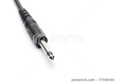 Audio cable with XLR and TRS jack connectors for microphones and professional audio equipment on a white background Audio cable with XLR and TRS jack connectors for microphones and professional audio equipment on a white background 77506480
