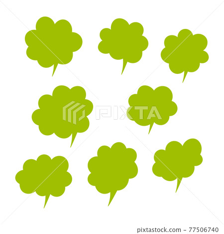 Set of color speech bubbles. Cartoon Vector illustration. Isolated on transparent white background. Hand draw style, dialog clouds 77506740