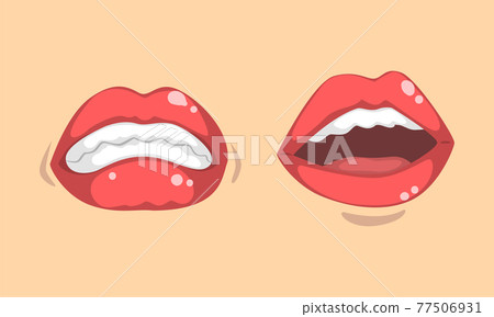 Upper and Lower Lips of Mouth Curving in Different Gestures Vector Set Upper and Lower Lips of Mouth Curving in Different Gestures Vector Set 77506931