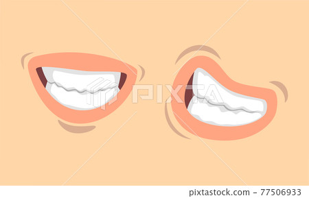 Upper and Lower Lips of Mouth Curving in Different Gestures Vector Set 77506933