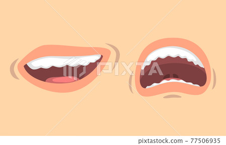 Upper and Lower Lips of Mouth Curving in Different Gestures Vector Set 77506935