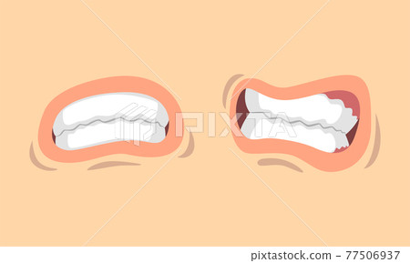 Upper and Lower Lips of Mouth Curving in Different Gestures Vector Set 77506937
