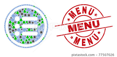 Menu Distress Stamp and Rounded Items Collage of Covid Winter Items Menu Distress Stamp and Rounded Items Collage of Covid Winter Items 77507026