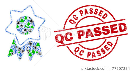 Qc Passed Scratched Badge and Award Badge Collage of Covid Winter Items Qc Passed Scratched Badge and Award Badge Collage of Covid Winter Items 77507224