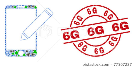 6G Textured Seal Stamp and Edit Phone Records Mosaic of Virus Winter Items 77507227