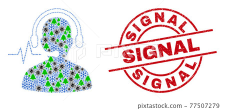 Signal Distress Seal and Operator Signal Collage of Viral Winter Icons 77507279