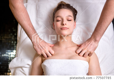 Shoulder and Neck Massage for Woman in Spa Salon. Stock Image