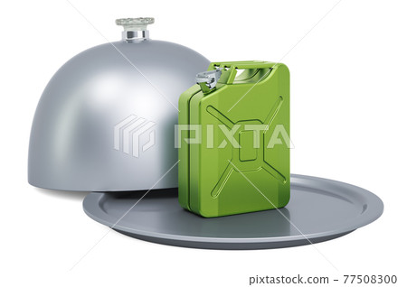 Restaurant cloche with jerrycan, 3D rendering Restaurant cloche with jerrycan, 3D rendering 77508300