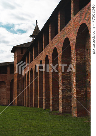 Kremlin in Kolomna. Remains of a 16th century fortress in the town of Kolomna in the east of the Moscow region. Kremlin in Kolomna. Remains of a 16th century fortress in the town of Kolomna in the east of the Moscow region. 77508340