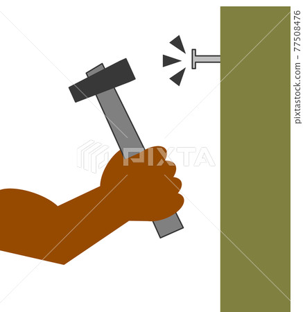 Illustration of hitting a nail with a mallet with a do-it-yourself carpenter Illustration of hitting a nail with a mallet with a do-it-yourself carpenter 77508476