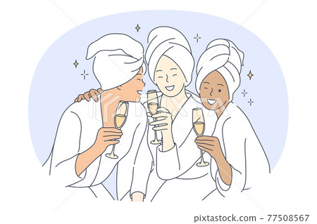 Bride and friends party, pajama party with friends concept. 77508567