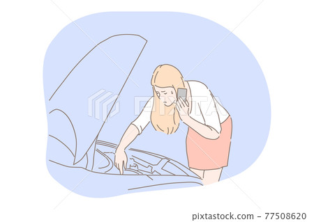 Women and car breakdown concept 77508620