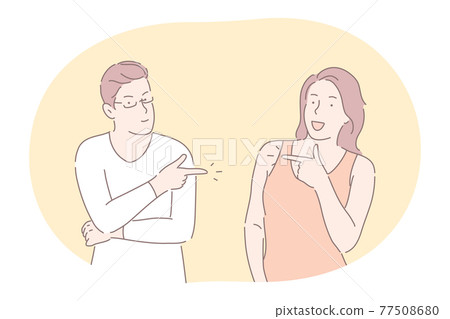 Couple expressing positive dispute and relationship concept 77508680
