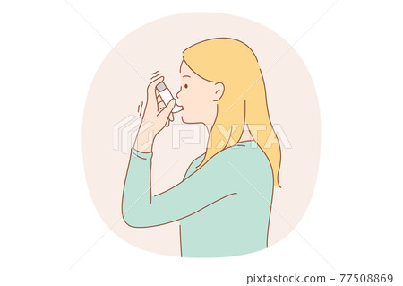 Asthma and inhaler concept 77508869