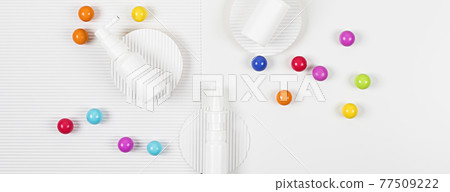 Banner. Medicine packing on the white corrugated paper background. 77509222
