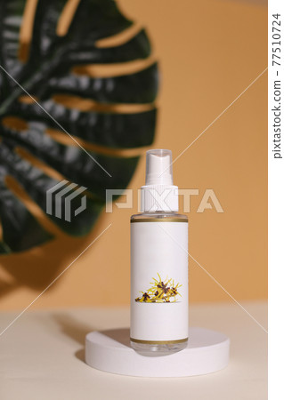 Eco friendly Bottle or jar with natural skincare cosmetics, creams or oils on light background. Plant-based beauty products Eco friendly Bottle or jar with natural skincare cosmetics, creams or oils on light background. Plant-based beauty products 77510724