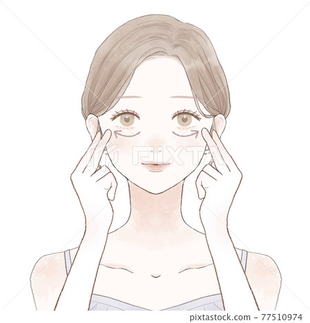 在眼睛下按摩的女人 77510974