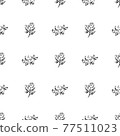 Doodle simple vector seamless pattern of hand-drawn peonies. Seamless pattern of hand-drawn peonies. Isolated on white background. 77511023