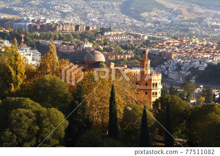 Alhambra Palace Hotel seen from the tower of the Alhambra Palace in Granada, Spain Alhambra Palace Hotel seen from the tower of the Alhambra Palace in Granada, Spain 77511082