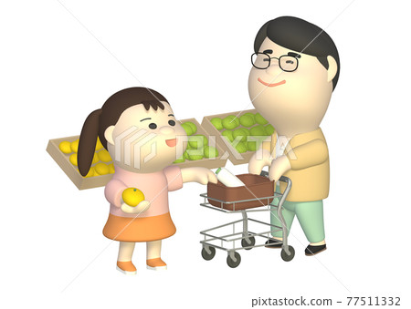 Parents and children shopping in supermarkets Parents and children shopping in supermarkets 77511332