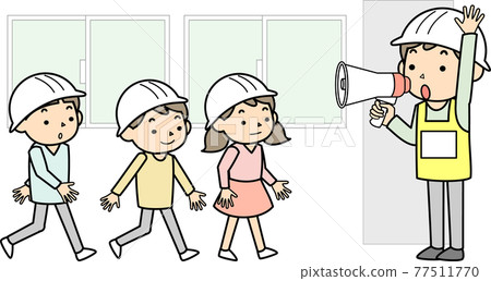 Evacuation training at an elementary school - Stock Illustration ...