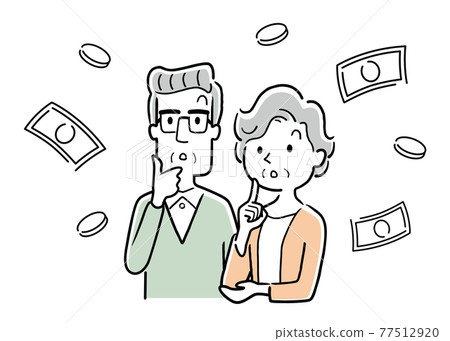 Vector Illustration Material: Senior couple thinking about money 77512920