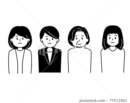黑白人形圖標設置 4 位女性 77513983