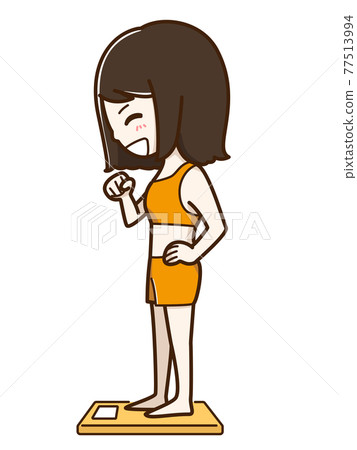 A woman who weighs and makes a guts pose A woman who weighs and makes a guts pose 77513994