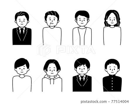 黑白人形圖標集 8 人 黑白人形圖標集 8 人 77514004