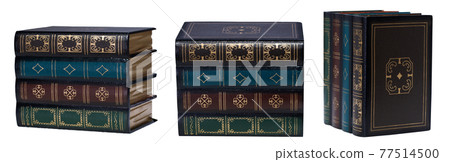 Stack of antique Magician Book toy for decoration in library or holding for education. White background isolated in many different angle view Stack of antique Magician Book toy for decoration in library or holding for education. White background isolated in many different angle view 77514500