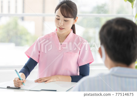 護士（女）聽醫療病人 77514675