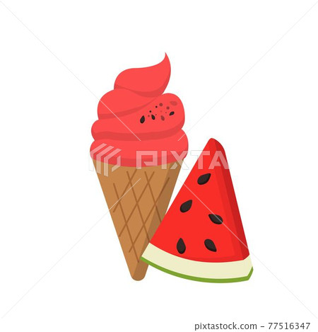 西瓜冰淇淋與甜筒的卡通漫畫向量 西瓜冰淇淋與甜筒的卡通漫畫向量 77516347