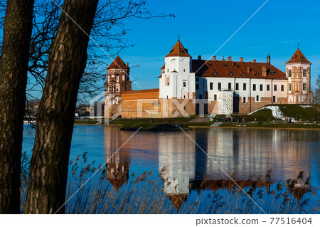Medieval castle in the city Mir. Republic of Belarus 77516404