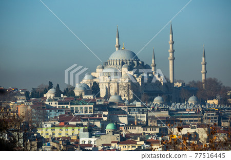 Istanbul cityscape overlooking Fatih district and Suleymaniye Mosque, Turkey Istanbul cityscape overlooking Fatih district and Suleymaniye Mosque, Turkey 77516445