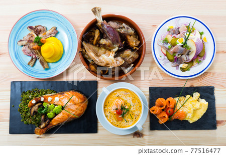 Dishes of national Norwegian cuisine 77516477