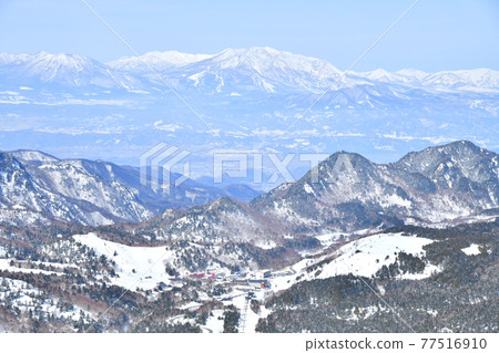 從橫手山滑雪場（長野縣山之內町）看妙高高原[2021.3] 77516910