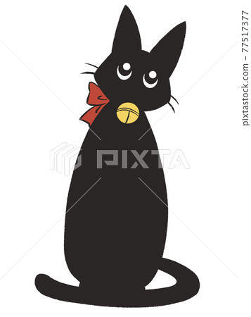 Black cat tilting its neck 77517377